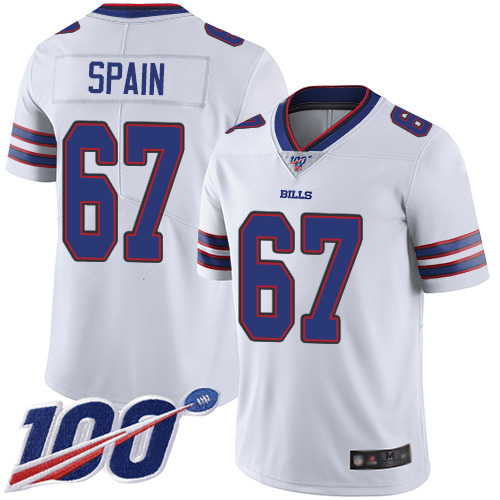 Men Buffalo Bills #67 Quinton Spain White Vapor Untouchable Limited Player 100th Season NFL Jersey->buffalo bills->NFL Jersey